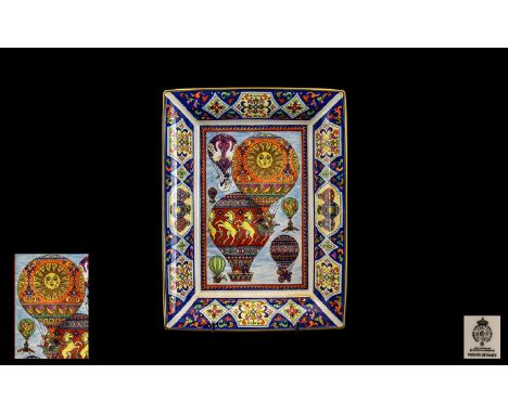 Royal Worcester Hand Painted Rectangular Shaped Dish - Titled ' Flights of Fancy ' Date 1998. Painted In Enamels, Wonderful S