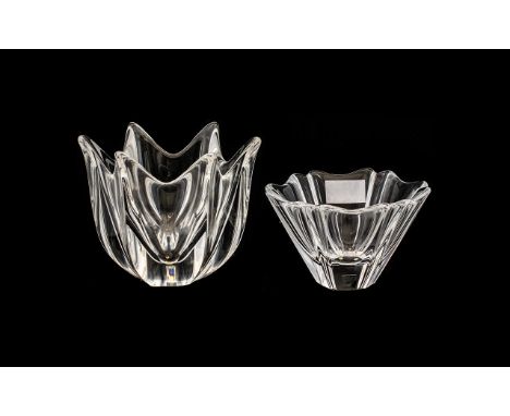 Two Swedish Glassware Bowls by Orrefors - Orrefors Sweden mark on both pieces, signature to the base. Larger piece measures 5