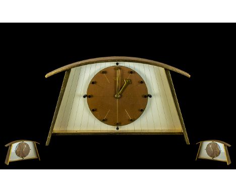 Junghans Meister Art Deco Period Polished Brass Table Clock of Excellent Form, Signed to Dial, Junghans Meister. 5 inches - 1