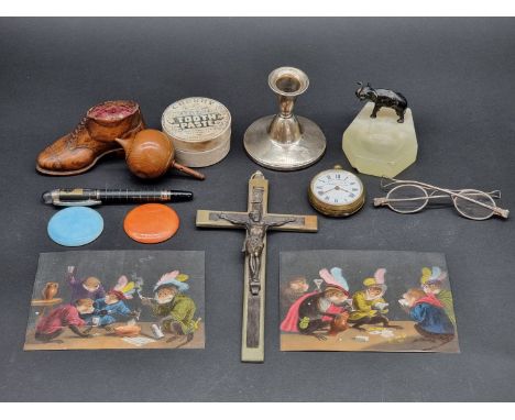 An interesting mixed group of works of art and similar,&nbsp;to include a Mont Blanc fountain pen; two Ruskin pottery plaques