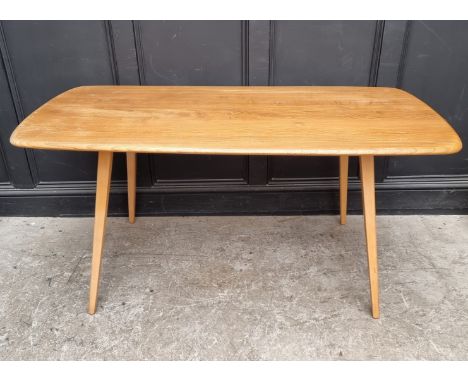 A mid-century Ercol elm and beech 382 Windsor dining table, 152cm long. 