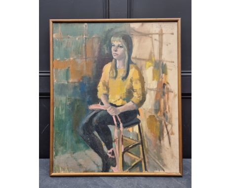 Anne Le Clerc Fowle,&nbsp;full length portrait of a seated lady, signed and dated '66, oil on canvas, 75.5 x 63cm. 