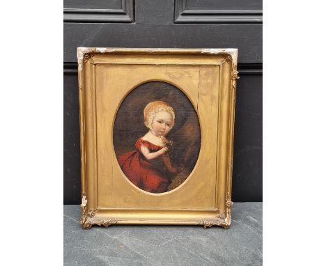British School, early 19th century,&nbsp;portrait of a young child wearing a bonnet, 29 x 23cm. 