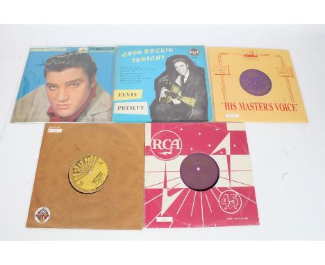 A collection of 5 Elvis Presley 10" records ( 82876 619211 / 7M 385 / 7M 424 (no. 01131) / 130.252 / RC.24001 (fan made cover