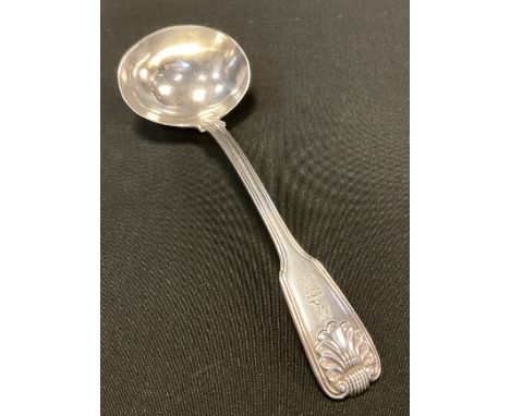 A George III silver Fiddle and Shell pattern sauce ladle, Paul Storr, London 1817, 69.1g 