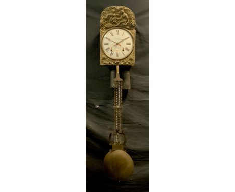 A 19th century French wall clock, the 24cm white enamelled dial inscribed L. Gaye, a Lestelle, twin winding holes, eight day 
