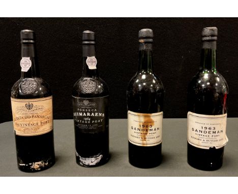 Port - Sandeman 1963 vintage port, shipped and bottled by Hedges &amp; Butler, two bottles;  others Fonseca Guimaraens 1984; 