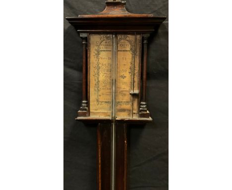 A 19th century  mahogany stick barometer, with paper register, inscribed P Gally &amp; Co, London, mercury thermometer, 98cm 