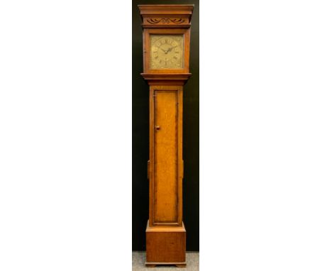 A 19th century oak longcase clock, the brass 24cm  square dial with Roman numerals, inscribed Stewart Henley, date aperture, 