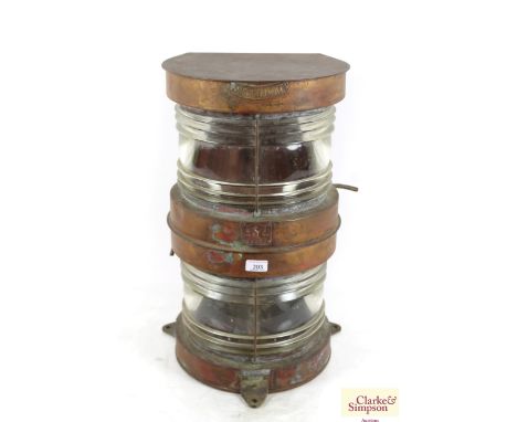 A twin lantern copper mast head light with plate to Seahorse GGB serial No. 69023 later converted