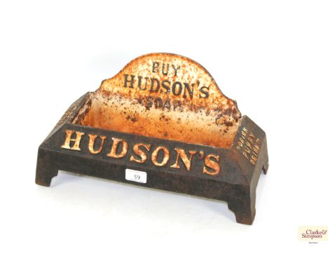 An original cast iron "Hudson's Soap" dog drinking trough bearing marks verso