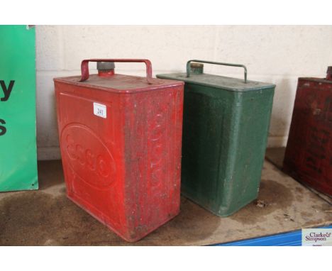 An Esso fuel can and another (cap missing)