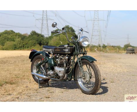 Triumph 650cc motorcycle. Registration TSL 840 (no paperwork). Date of first registration 09/02/1934. Engine number 6T 48631.