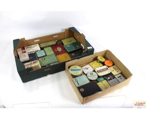 Two boxes of vintage cigarette and tobacco tins