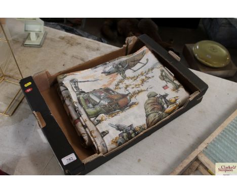A vintage Action Man illustrated curtain