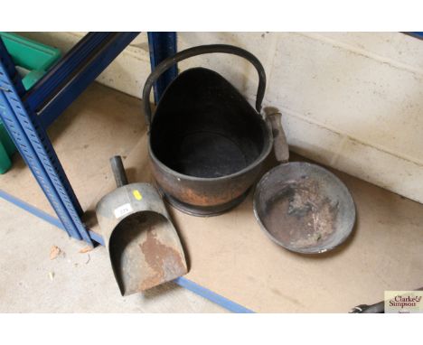 Two feed scoops and a copper coal helmet