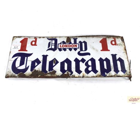 An enamel sign for "The Daily London Telegraph", approx. 7½" x 19½"