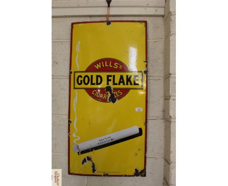A "Wills Gold Flake" enamel advertising sign, approx. 36" x 18"