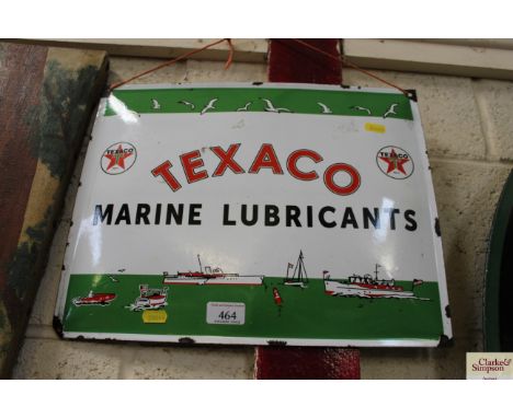 An enamel sign for "Texaco Marine Lubricants", approx. 13" x 16"