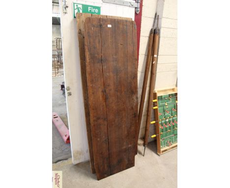 Two vintage wooden folding trestle tables