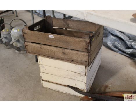 Three vintage wooden crates