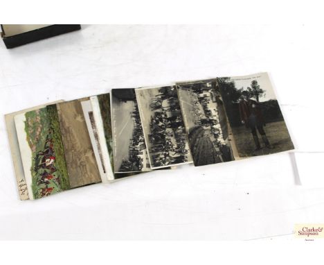 A box of miscellaneous post-cards including mostly vintage hunting scenes