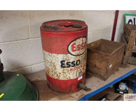 An Esso Lube Motor Oil oil can with brass tap