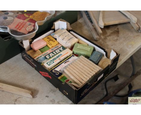 A box of vintage soaps