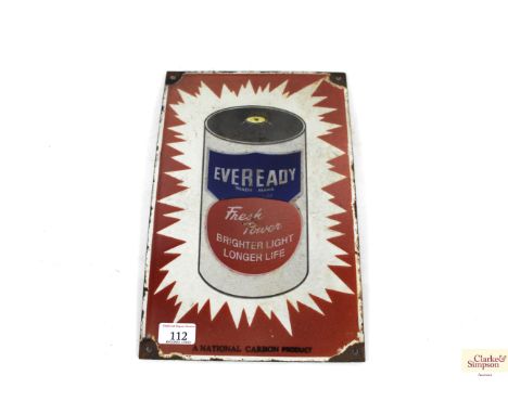 An enamel "Eveready" sign, approx. 14" x 9"
