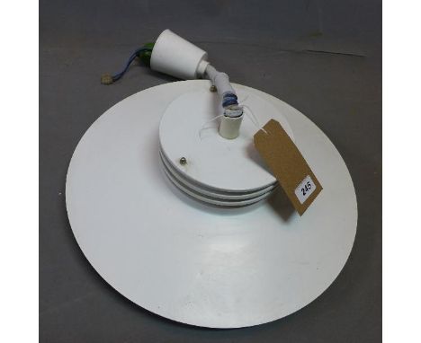 A 1970's white enamelled two tier pull down ceiling light 
