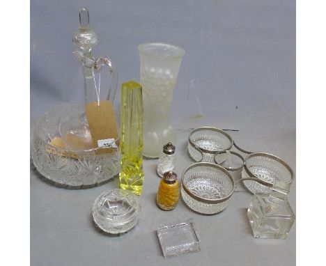 A collection of glass to include a Stuart crystal paper weight 