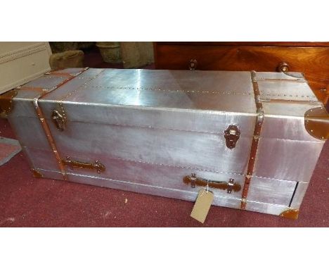 An Andrew Martin style aviator trunk, having two long drawers, H.122 W.44 D.40cm 