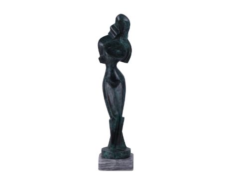 Bronze Sculpture Girl. Archipenko signed 1929, cast 510. Presumably the author: Alexander Porfirevich Archipenko Width: 9.5cm