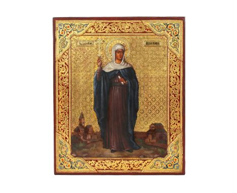 Icon of the Holy Great Martyr Anna of Kashinsky, turn of the 19th-20th centuries. Depicts a full-length figure of a saint, bl