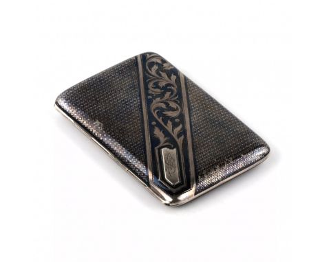 Elegant silver cigarette case with niello , made by silversmith, Franz Bibus 1887-1917 , during the reign of Franz Joseph, Au