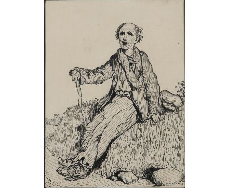 Jack Butler Yeats RHA (1871-1957)A Rest by the WaysidePen and ink, 29.5 x 23cm (11½ x 9'')SignedProvenance: Sale, these rooms