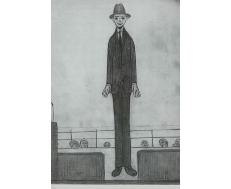 After Laurence Stephen Lowry (British, 1887-1976): 'The Tall Man', a monochrome reproduction print, limited edition numbered 