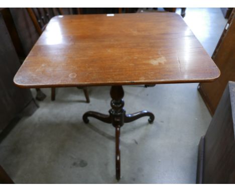 A George IV mahogany rectangular tilt-top tripod tea table 