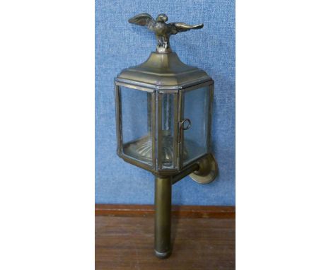 A brass carriage lamp 