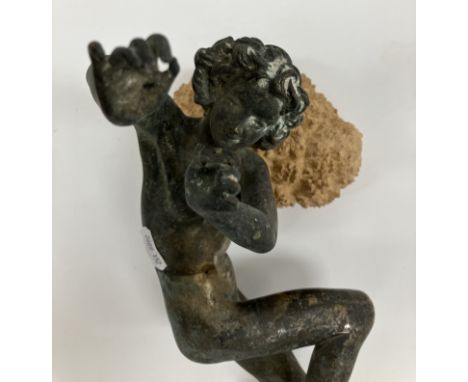 A 19th Century silver plated bronze figure of a nude woman in the Classical taste with screw fixing to her heel from previous