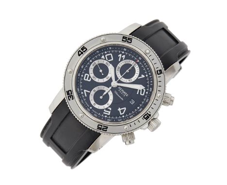 Automatic, round black dial, white Arabic numerals, luminous hands, sweep seconds with red tip, stop seconds, date aperture, 