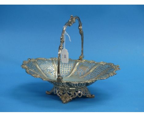 A Victorian silver swing handled Basket, by Henry Wilkinson &amp; Co., hallmarked SHeffield, 1848, of shaped oval form pierce