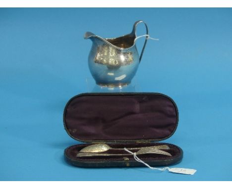 A cased Victorian silver Fork and Spoon Set, by Josiah Williams &amp; Co., hallmarked London, 1890, with bright cut foliate d