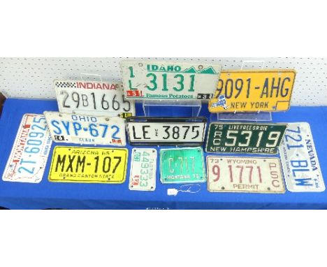 Automobilia; A collection of twelve vintage American Licence Plates, including Nevada 'The Silver State' '86, Montana Bicente