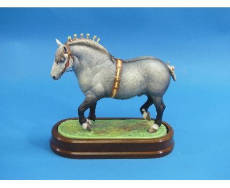 A Royal Worcester model of a "Percheron Stallion", limited edition No.411 of 500, modelled by Doris Lindner, circa 1965, with