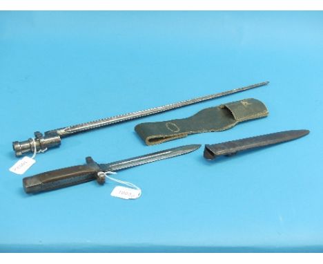 A 19thC Austro-Hungarian Style Socket Bayonet, together with an Italian second quarter 20thC 91/38 model bayonet with modifie