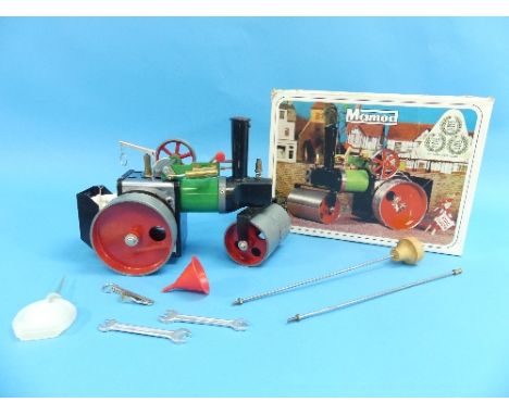 A Mamod S.R.1a Steam Roller, in green and red, apparently unused, complete with packing material, boxed.