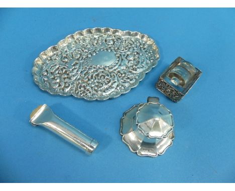 A late Victorian silver Dressing Table Tray, hallmarked Birmingham, 1900, of lobed form with putti amongst foliate decoration