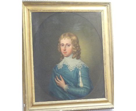 18th century English School, Richard Wilmot, Esq., half-length portrait within painted oval, oil on canvas, 30in x 26in (76cm
