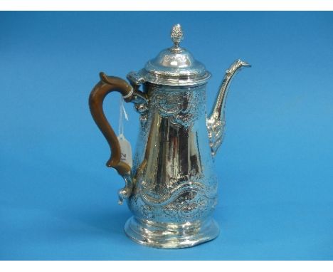 A George II silver Coffee Pot, makers mark worn but probably Gabriel Sleath, hallmarked London, 1748, of tapering form with t